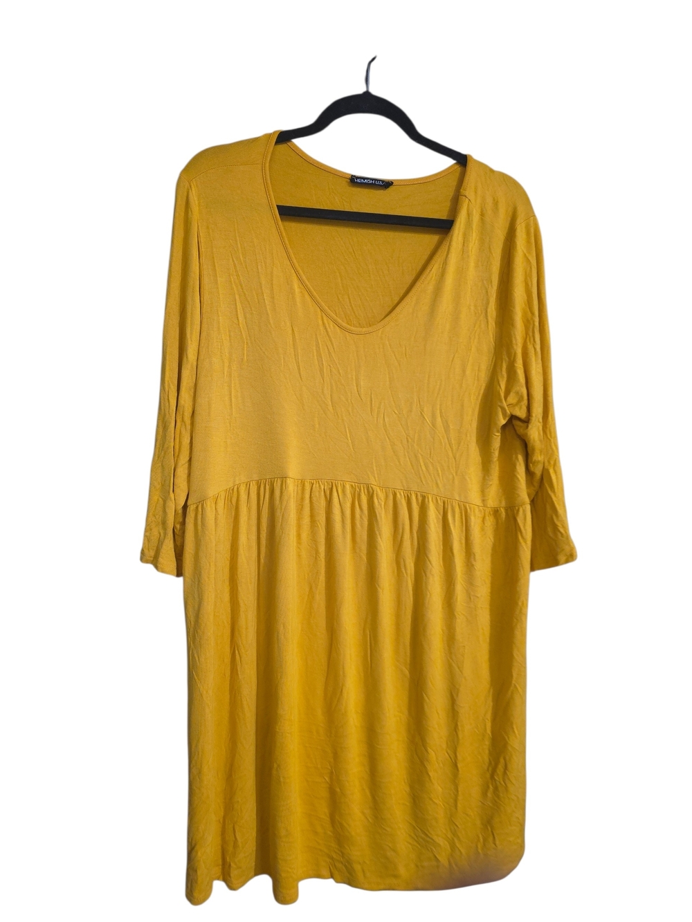 HEIMISH USA Mustard Yellow V-Neck Babydoll Dress